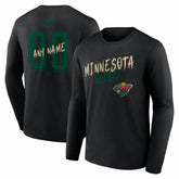Minnesota Wild Hustle Personalized Name & Number Long Sleeve T-Shirt - Black | US 203921050