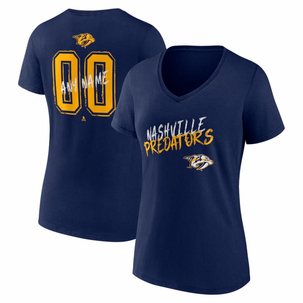 Nashville Predators Women's Hustle Personalized Name & Number V-Neck T-Shirt - Navy | US 203921065