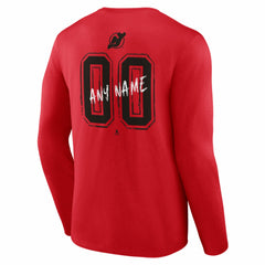 New Jersey Devils Hustle Personalized Name & Number Long Sleeve T-Shirt - Red | US 203921067
