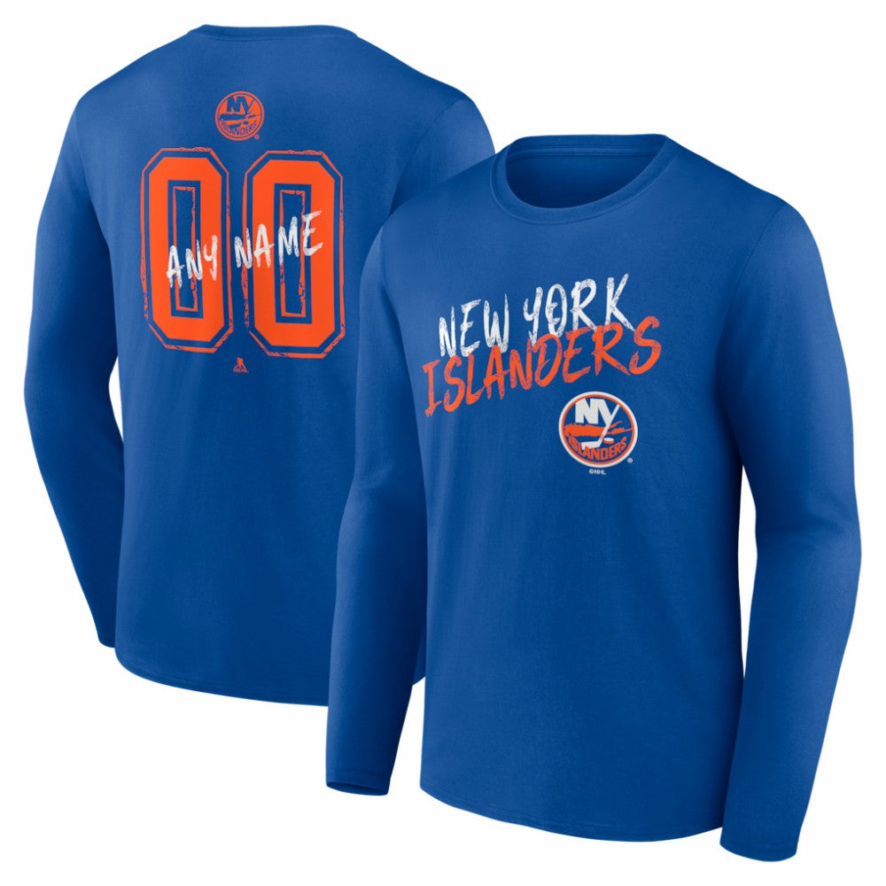 New York Islanders Hustle Personalized Name & Number Long Sleeve T-Shirt - Royal | US 203921073