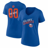 New York Islanders Women's Hustle Personalized Name & Number V-Neck T-Shirt - Royal | US 203921075