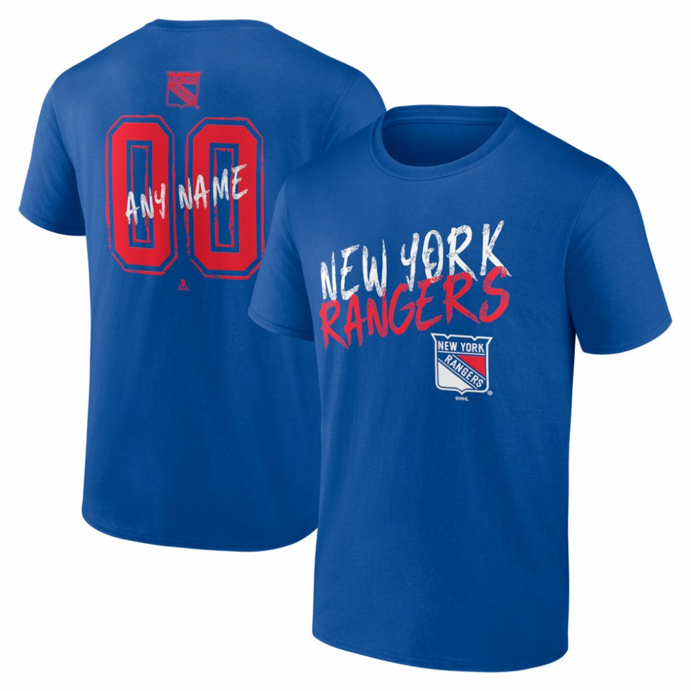 New York Rangers Big & Tall Hustle Personalized Name & Number T-Shirt - Blue | US 203921076