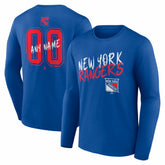 New York Rangers Hustle Personalized Name & Number Long Sleeve T-Shirt - Blue | US 203921077