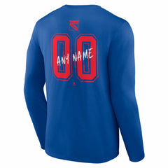 New York Rangers Hustle Personalized Name & Number Long Sleeve T-Shirt - Blue | US 203921077