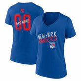 New York Rangers Women's Hustle Personalized Name & Number V-Neck T-Shirt - Blue | US 203921079