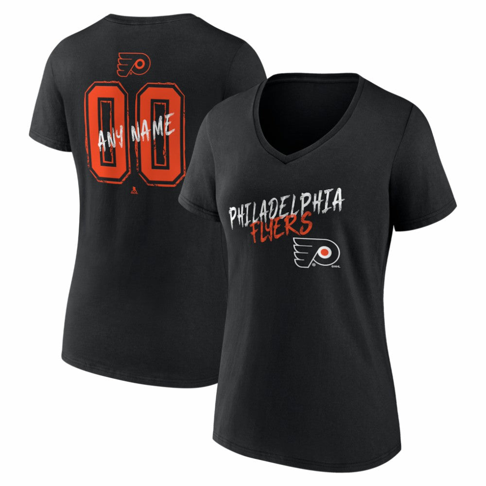 Philadelphia Flyers Women's Hustle Personalized Name & Number V-Neck T-Shirt - Black | US 203921091
