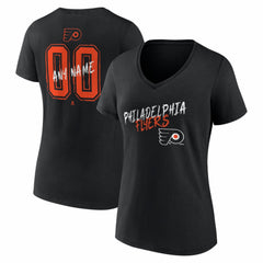 Philadelphia Flyers Women's Hustle Personalized Name & Number V-Neck T-Shirt - Black | US 203921091