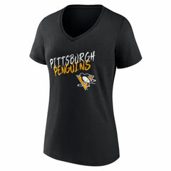 Pittsburgh Penguins Women's Hustle Personalized Name & Number V-Neck T-Shirt - Black | US 203921097