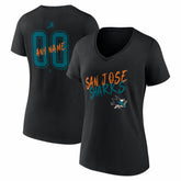 San Jose Sharks Women's Hustle Personalized Name & Number V-Neck T-Shirt - Black | US 203921103