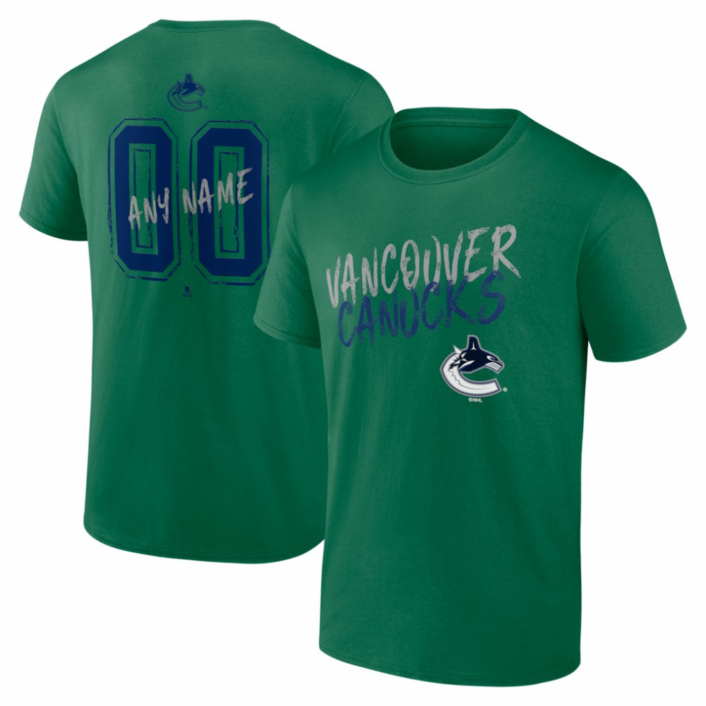 Vancouver Canucks Hustle Personalized Name & Number T-Shirt - Green | US 203921129
