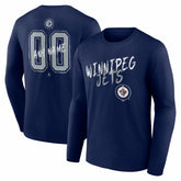 Winnipeg Jets Hustle Personalized Name & Number Long Sleeve T-Shirt - Navy | US 203921144