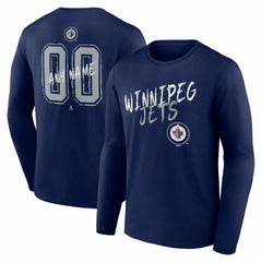 Winnipeg Jets Hustle Personalized Name & Number Long Sleeve T-Shirt - Navy | US 203921144