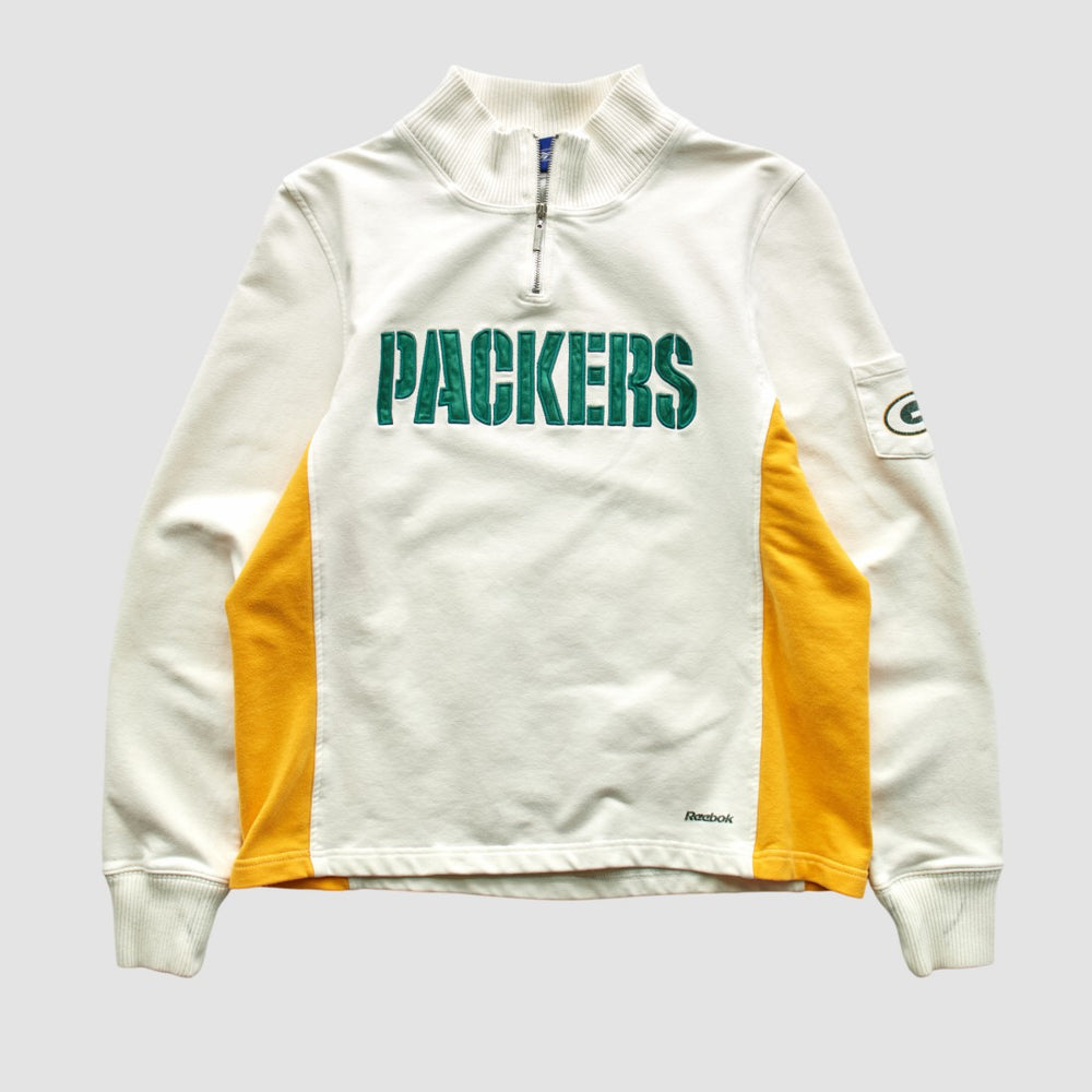 Green Bay Packers Reebok 2000s 1/4 Zip Sweatshirt - White Sweatshirts
