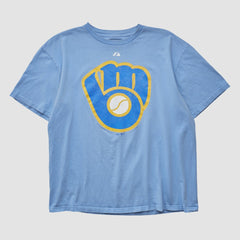 Milwaukee Brewers Majestic 2000s T-shirt - Light Blue - Vintage T-shirts