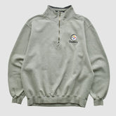 Pittsburgh Steelers Lee Sport 90s 1/4 Zip Sweatshirt - Heather Gray Sweatshirts