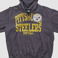 Pittsburgh Steelers NFL 2010s Hooded Full Zip Sweatshirt - Gray Sweatshirts
