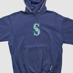 Seattle Mariners Champion 2000s Hooded Pullover Sweatshirt - Navy - Vintage Pullover