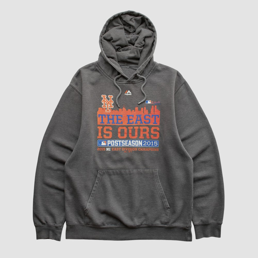 New York Mets Majestic 2015 Hooded Pullover Sweatshirt - Charcoal - XVintage Pullover