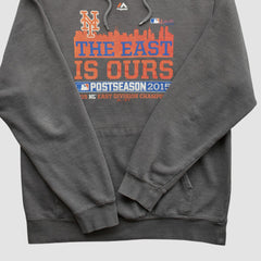 New York Mets Majestic 2015 Hooded Pullover Sweatshirt - Charcoal - XVintage Pullover