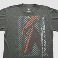 Miami Marlins Majestic 2000s T-shirt - Dark Heather Gray - Vintage T-shirts