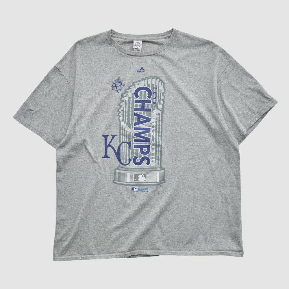 Kansas City Royals Majestic 2015 T-shirt - Heather Gray - Vintage T-shirts