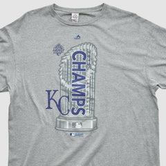 Kansas City Royals Majestic 2015 T-shirt - Heather Gray - Vintage T-shirts
