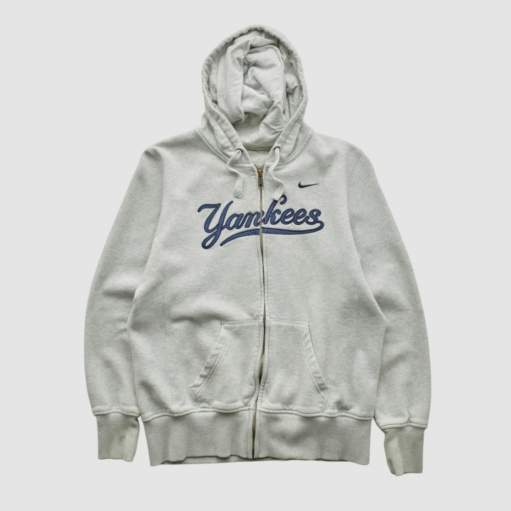 New York Yankees Nike 2000s Hooded Full Zip Sweatshirt - Heather Gray - XVintage Sweatshirts