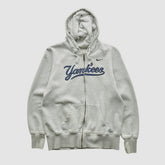 New York Yankees Nike 2000s Hooded Full Zip Sweatshirt - Heather Gray - XVintage Sweatshirts
