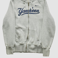New York Yankees Nike 2000s Hooded Full Zip Sweatshirt - Heather Gray - XVintage Sweatshirts