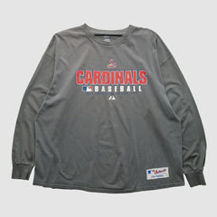 St. Louis Cardinals Majestic 2000s Long Sleeve T-shirt - Gray - 2XVintage T-shirts