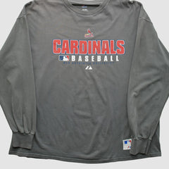 St. Louis Cardinals Majestic 2000s Long Sleeve T-shirt - Gray - 2XVintage T-shirts