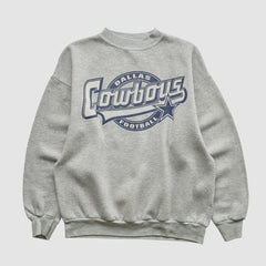 Dallas Cowboys Logo 7 90s Pullover Sweatshirt - Heather Gray Pullover