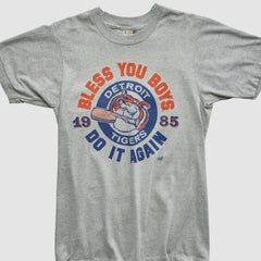 Detroit Tigers Screen Stars 1985 T-shirt - Heather Gray - Yth Vintage T-shirts