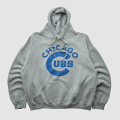 Chicago Cubs Stitches 2000s Hooded Pullover Sweatshirt - Heather Gray - Vintage Pullover