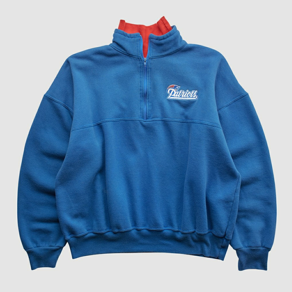 New England Patriots Dodger 90s 1/4 Zip Sweatshirt - Blue Sweatshirts
