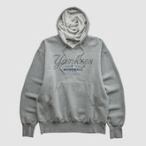 New York Yankees Majestic 2000s Hooded Pullover Sweatshirt - Heather Gray - Vintage Pullover