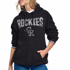 Colorado Rockies Starter Women's Lace Team Lockup Fleece Hoodie - Black Hoodies