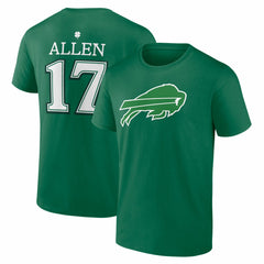 Josh Allen Buffalo Bills St. Patrick's Day Icon Name & Number T-Shirt - Green T-shirts