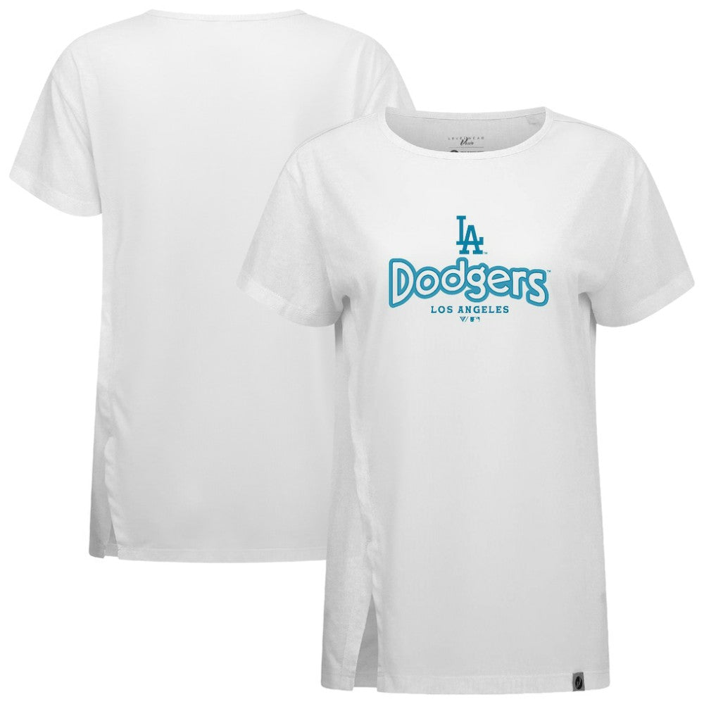 Los Angeles Dodgers Levelwear Women's Blue Haven Influx Cornerstone T-Shirt - White T-shirts