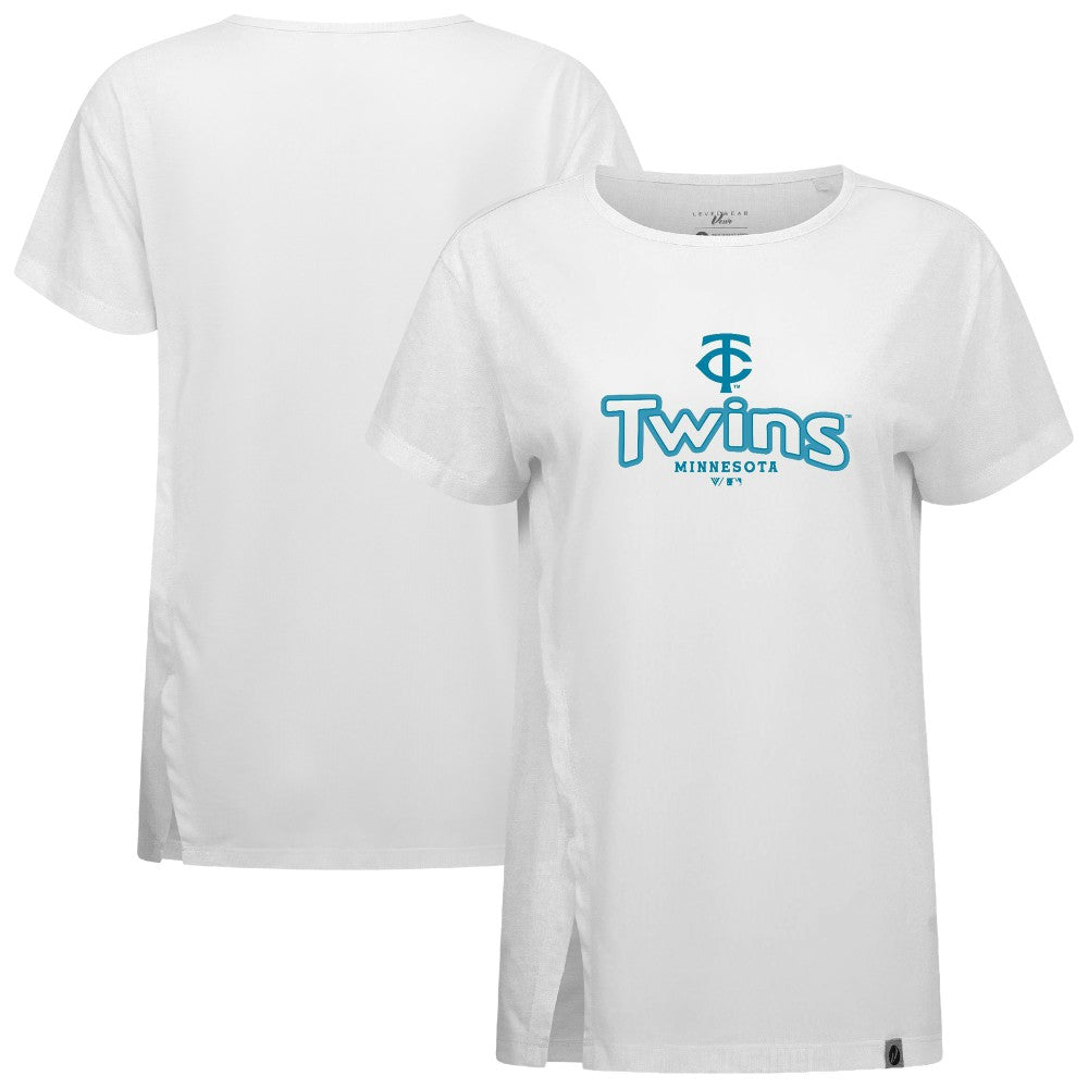 Minnesota Twins Levelwear Women's Blue Haven Influx Cornerstone T-Shirt - White T-shirts