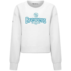 Milwaukee Brewers Levelwear Women's Judd Cornerstone Cropped Sweatshirt - White Sweatshirts