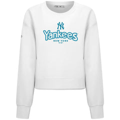 New York Yankees Levelwear Women's Judd Cornerstone Cropped Sweatshirt - White Sweatshirts