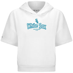 Chicago White Sox Levelwear Women's Amber Short Sleeve Cornerstone Hoodie - White Hoodies