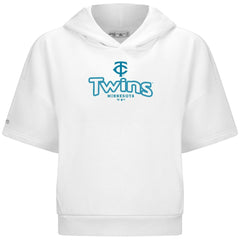 Minnesota Twins Levelwear Women's Amber Short Sleeve Cornerstone Hoodie - White Hoodies