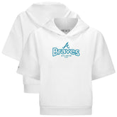 Atlanta Braves Levelwear Women's Amber Short Sleeve Cornerstone Hoodie - White Hoodies