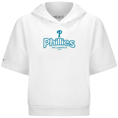 Philadelphia Phillies Levelwear Women's Amber Short Sleeve Cornerstone Hoodie - White Hoodies