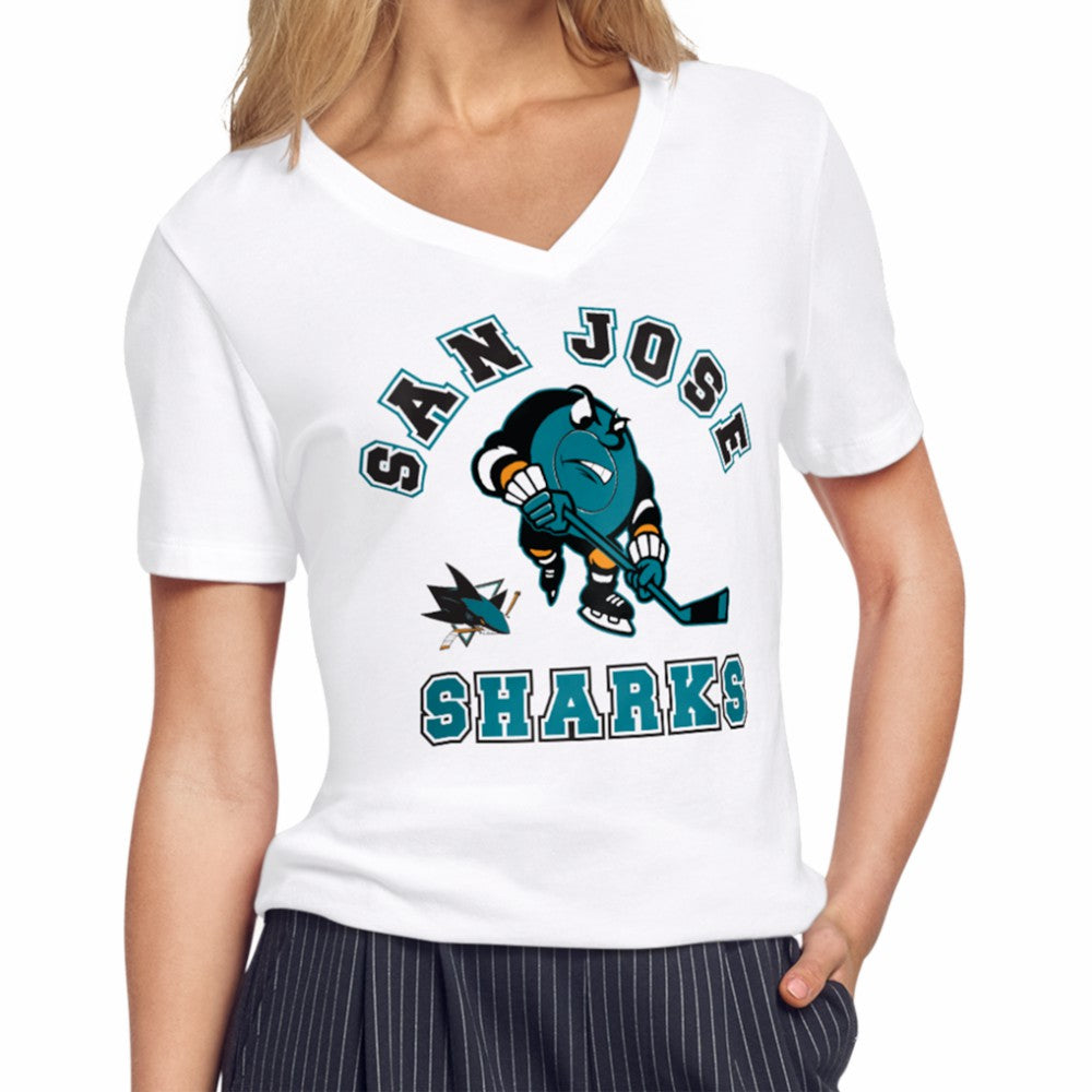 San Jose Sharks Starter Women's Tough Puck T-Shirt - White | US 203995150