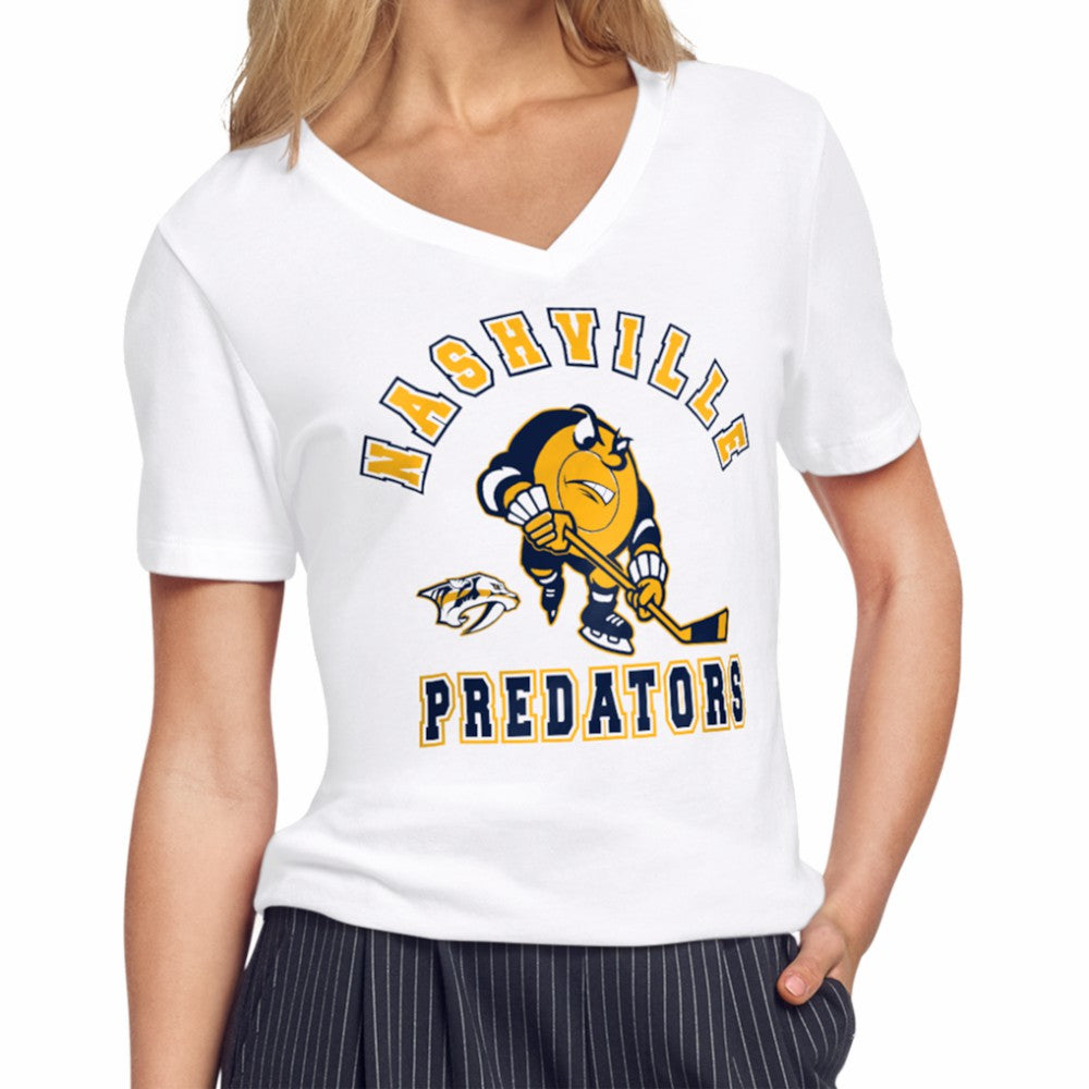 Nashville Predators Starter Women's Tough Puck T-Shirt - White | US 203995159