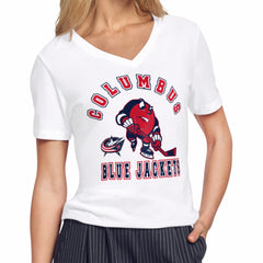 Columbus Blue Jackets Starter Women's Tough Puck T-Shirt - White | US 203995168