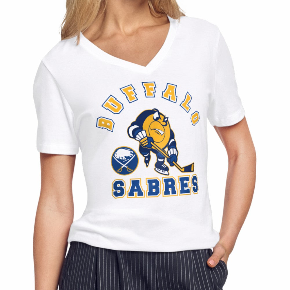 Buffalo Sabres Starter Women's Tough Puck T-Shirt - White | US 203995175